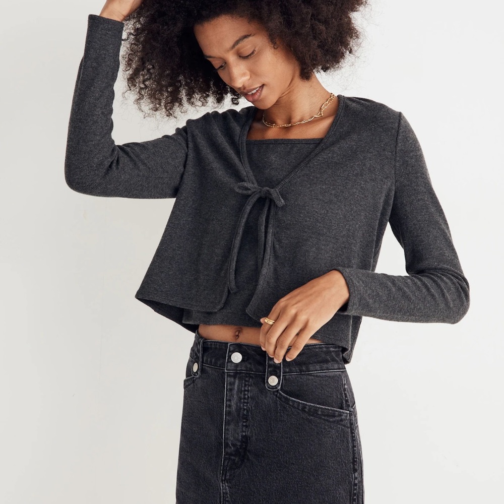 Madewell Rib Tie Front Cardigan